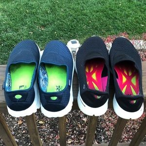 2 pair:  sketchers slip on shoes